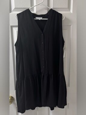 Nine West Black Sleeveless Button-Front V-Neck Dress Women’s XL NEW